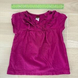 Tea Collection magenta flutter top short-sleeve T, size 4
